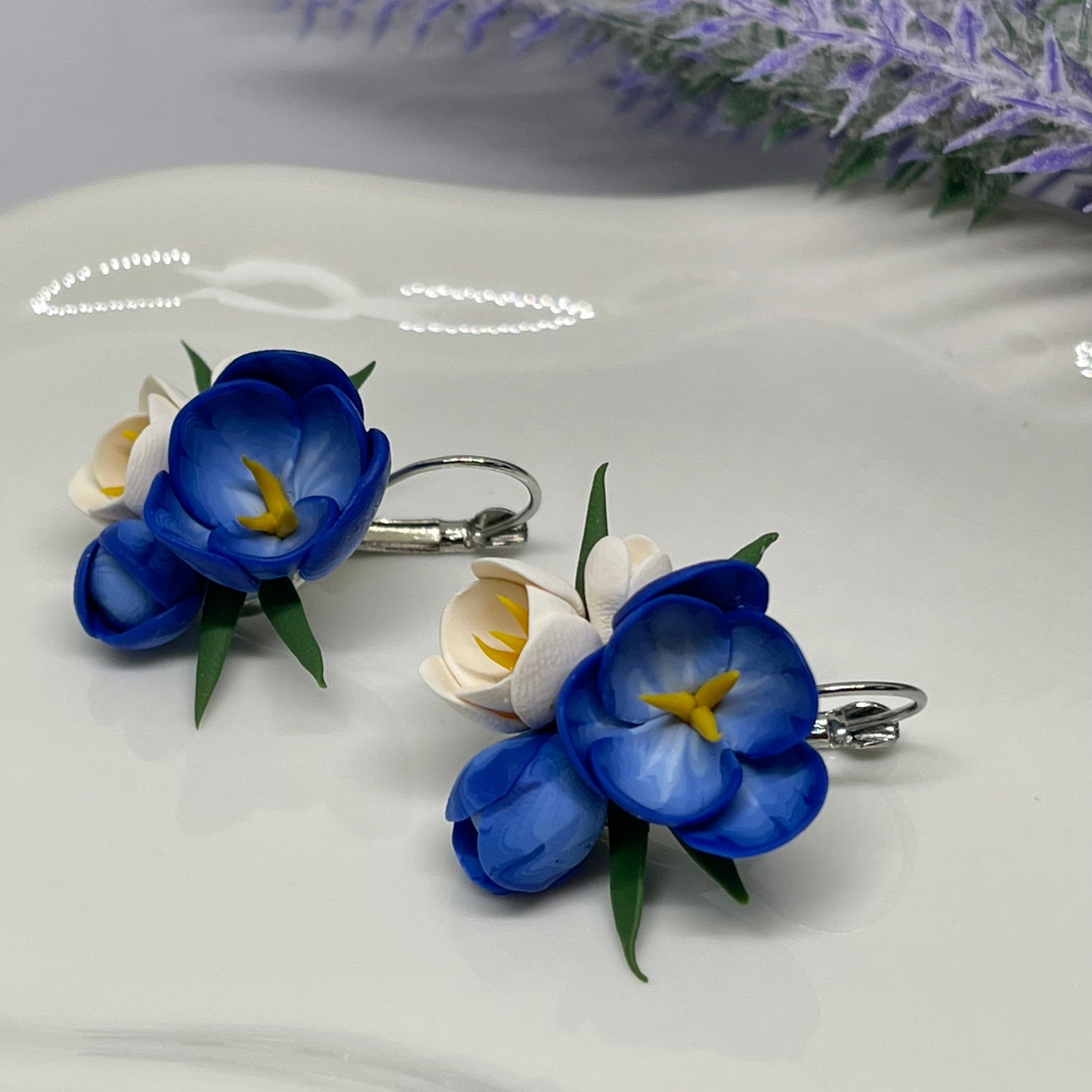 Blue crocus flower
