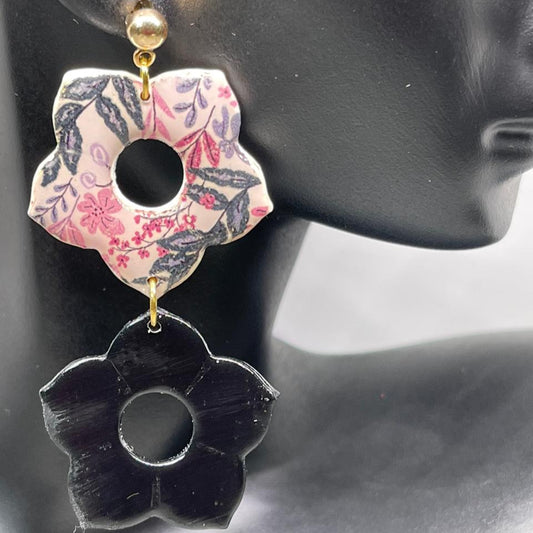 Eva Black & rose gold stud