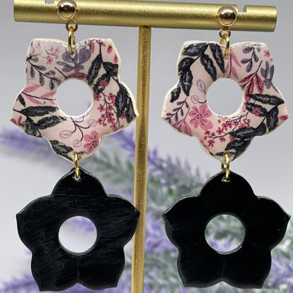 Eva Black & rose gold stud