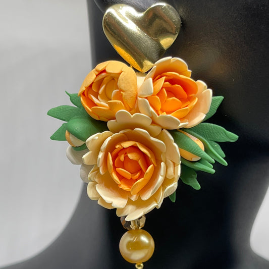 Creamy orange peonies flower style A