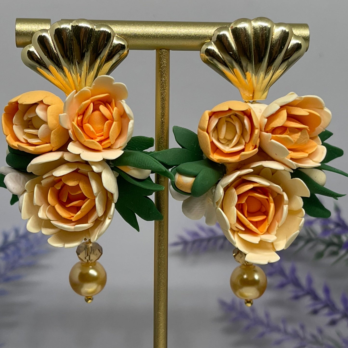 Creamy orange peonies flower style B