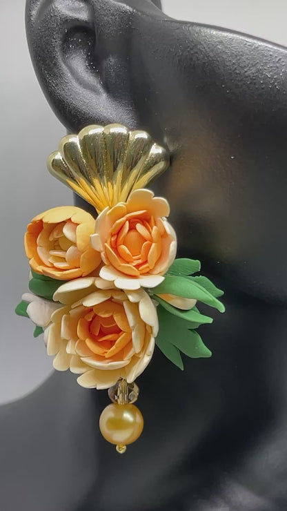 Creamy orange peonies flower style B